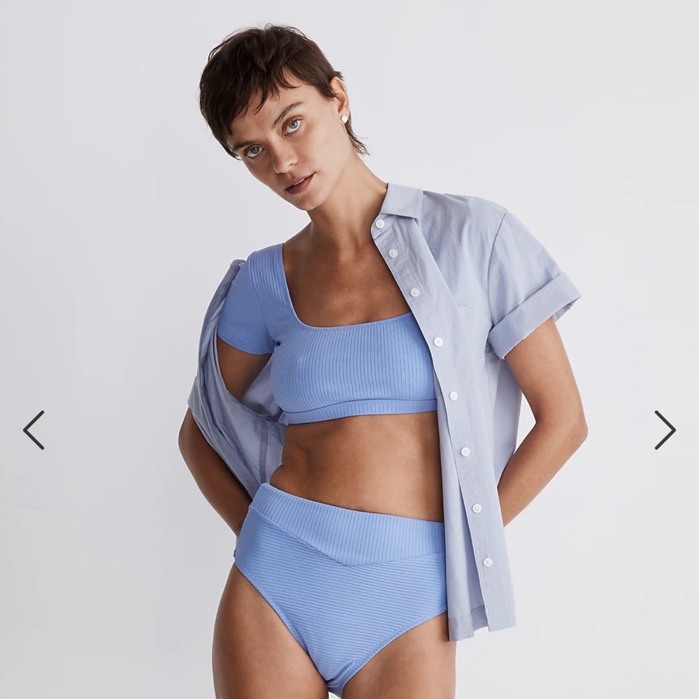 NWT Madewell Ribbed, Square neck longline bikini top and bottom- Size M